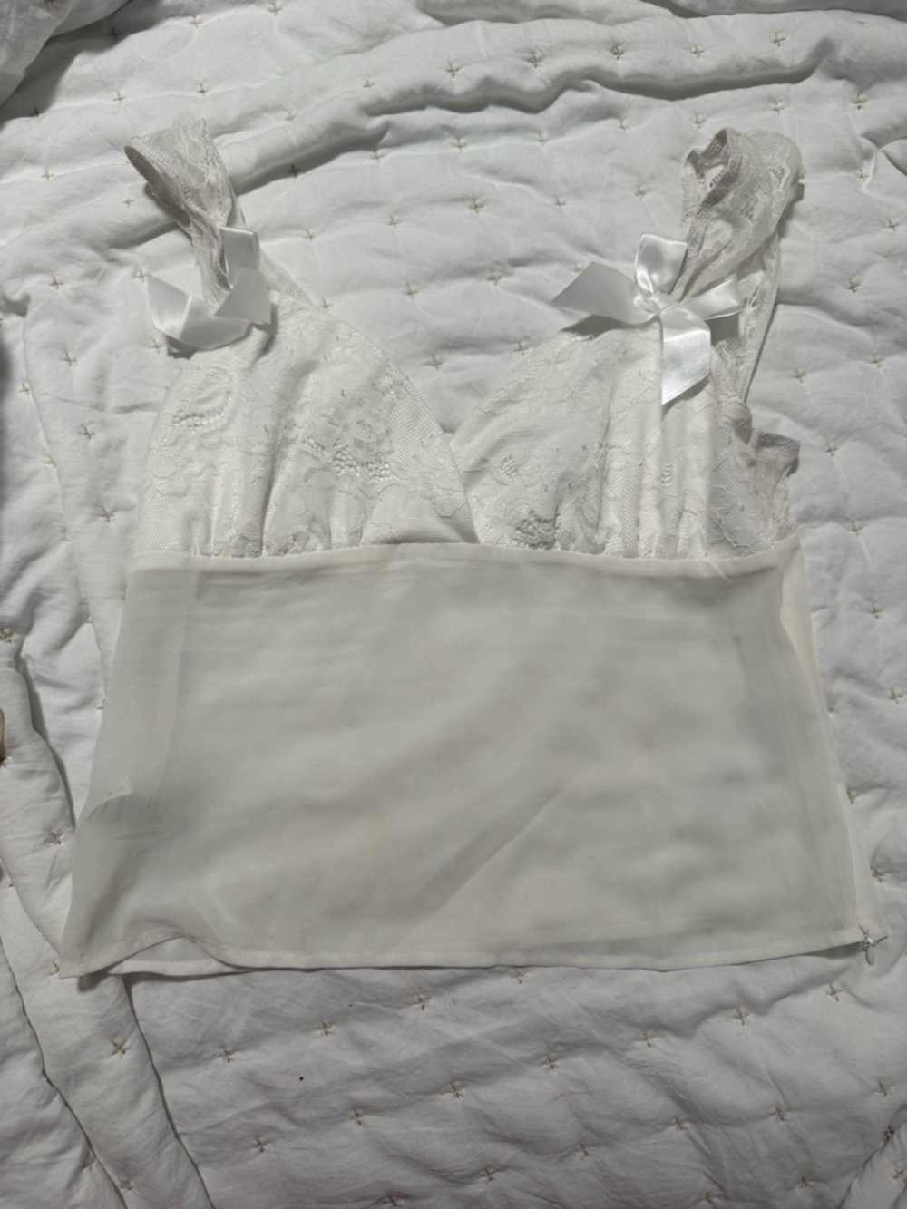 Princess Polly White Lace Bow Tank Top